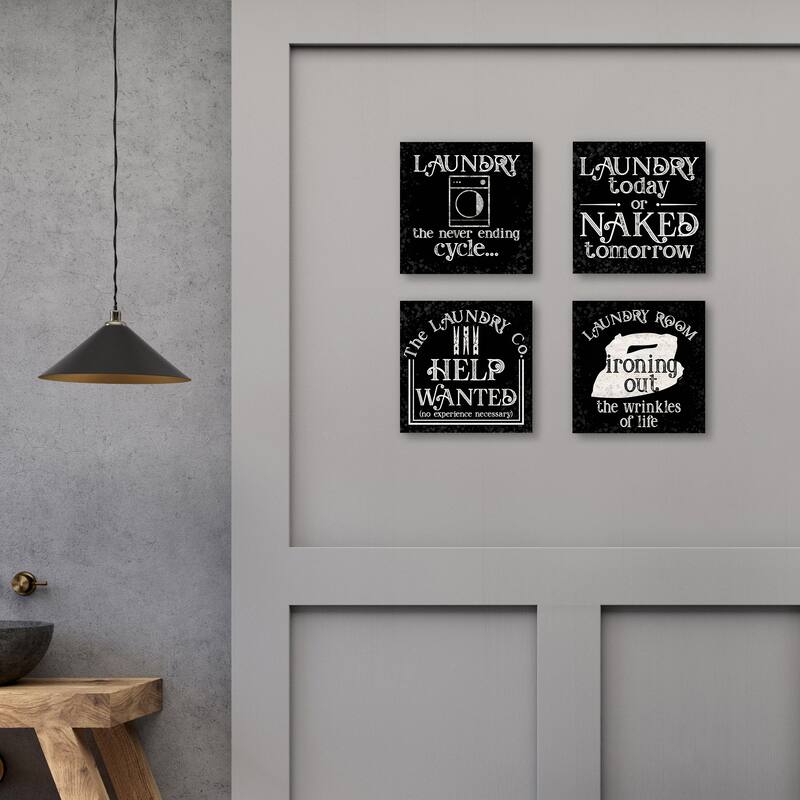 Laundry Room Humor Black Set of 4 by Tara Reed Canvas Art Prints