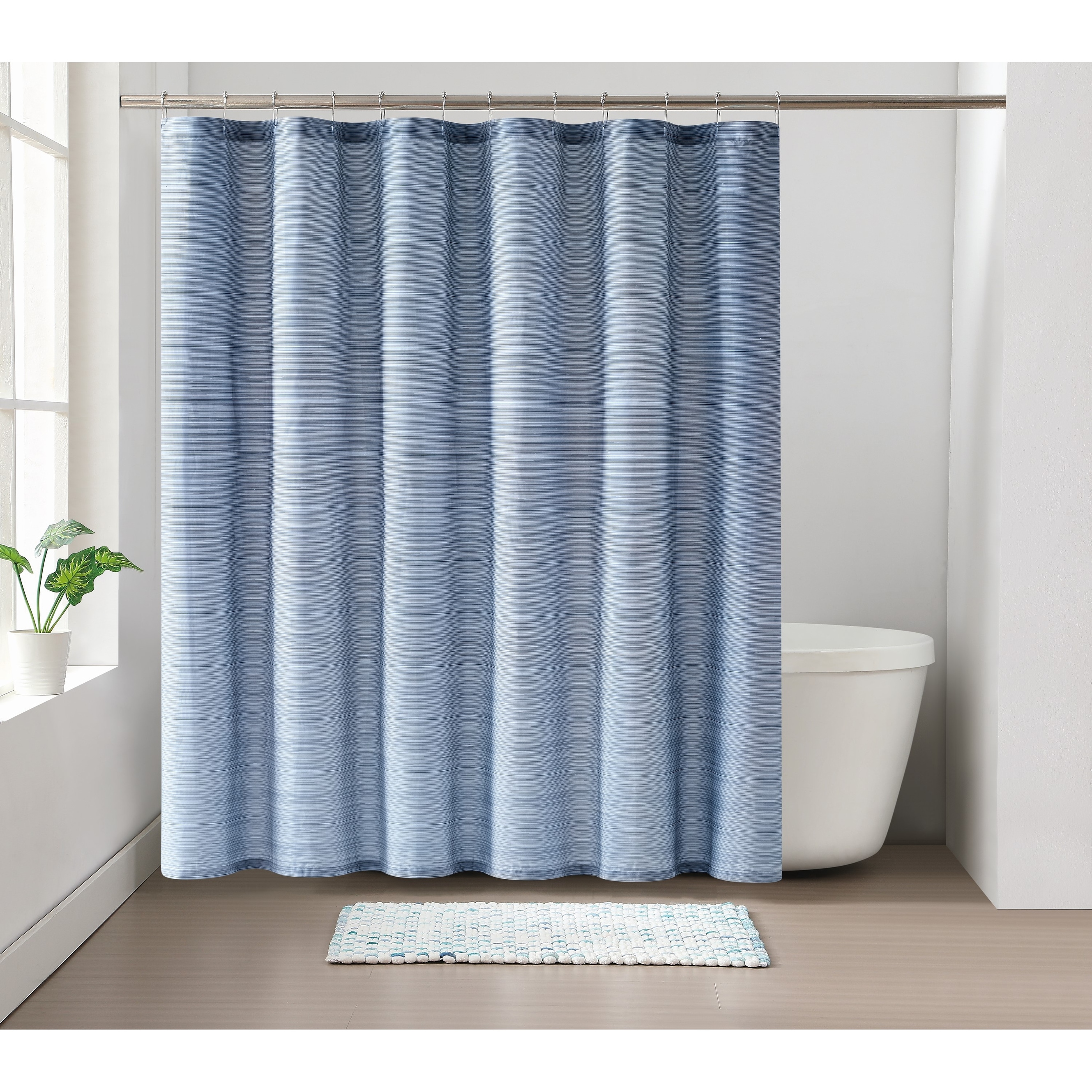 Scout Fine Lines 72x72 Shower Curtain - White/Blue, image size:2658x2658