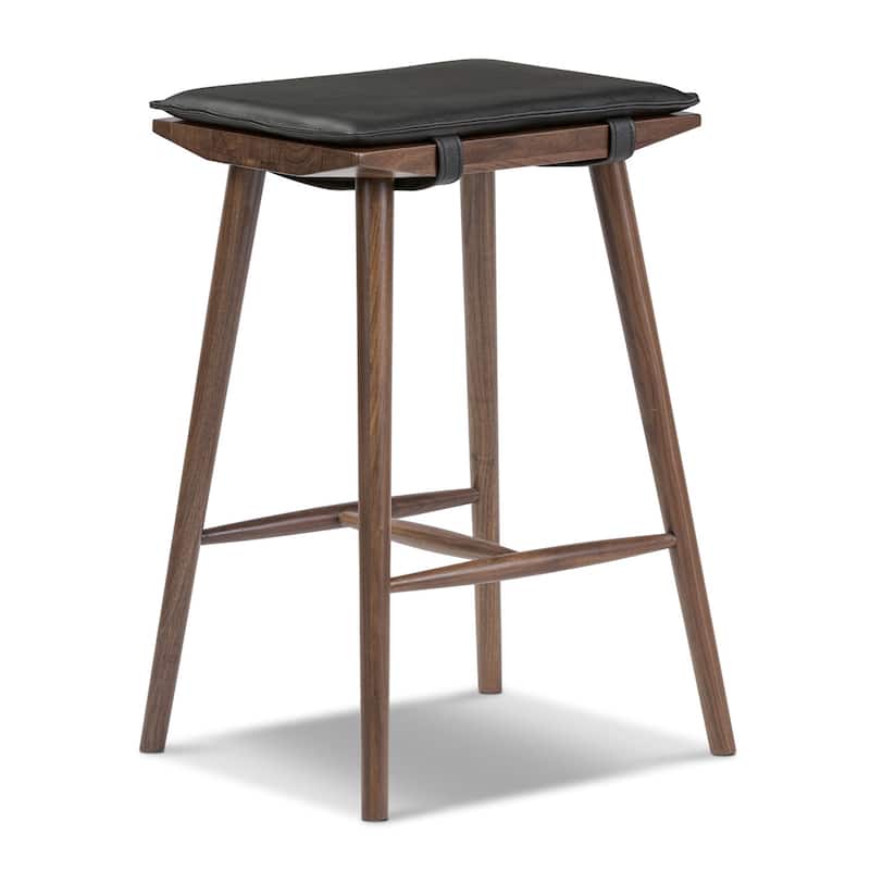 Poly & Bark Valentino 26" Genuine Leather Wood Counter Stool
