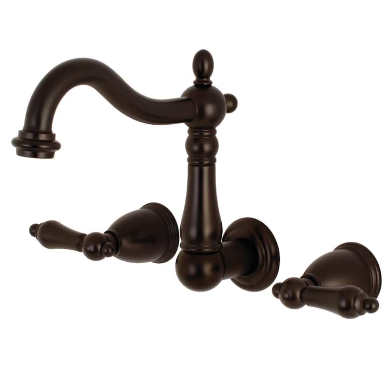 Kingston Brass Heritage Two-Handle 3-Hole Wall Mount Bathroom Faucet - Oil Rubbed Bronze
