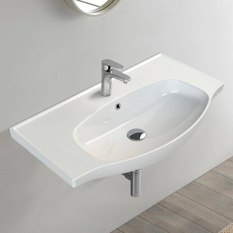 Nameeks CeraStyle 082400-U-One Hole Lila 31-1/2" Rectangular Ceramic - White