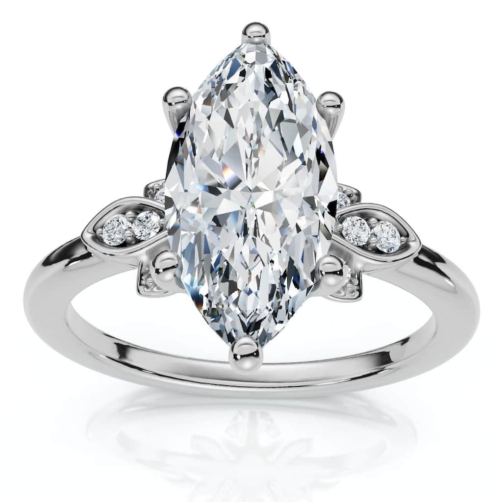 Bliss Diamond Certified 2.04Ct Fiore Marquise Diamond Engagement Ring Gold or Platinum Lab