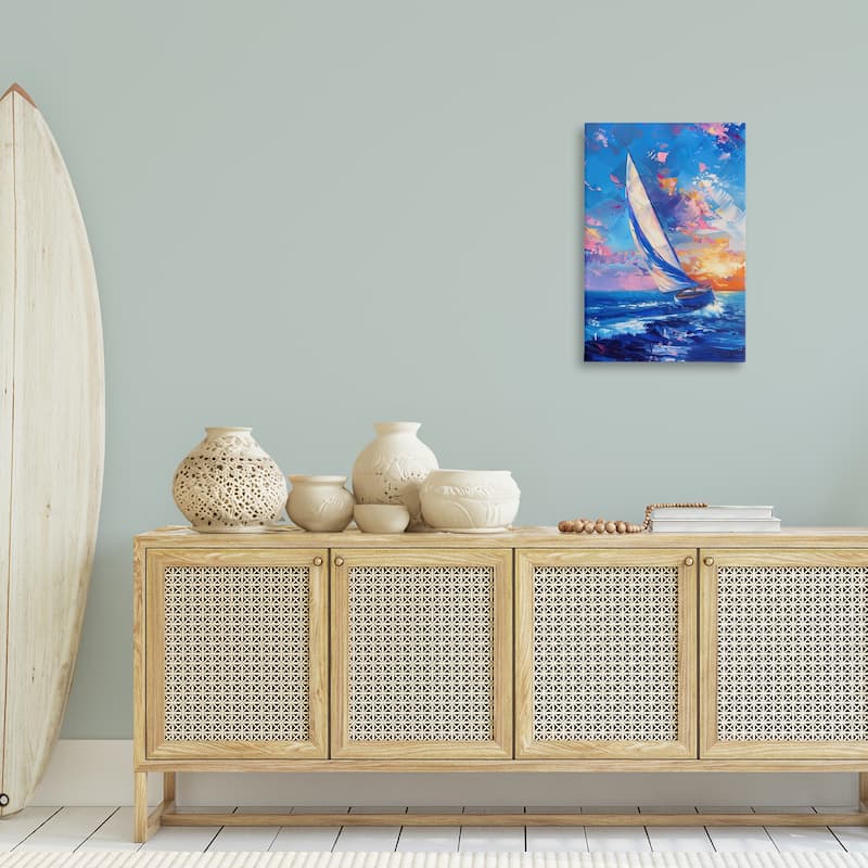 Stupell Abstract Boat at Sunset Canvas Wall Art Design By LSR Design Studio
