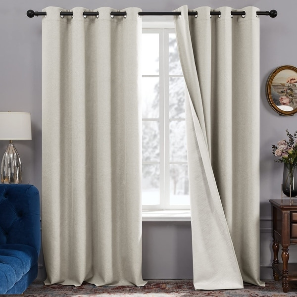 Deconovo Total Blackout Double Sided Faux Linen Curtain 2 Panel Bed Bath Beyond 38006794