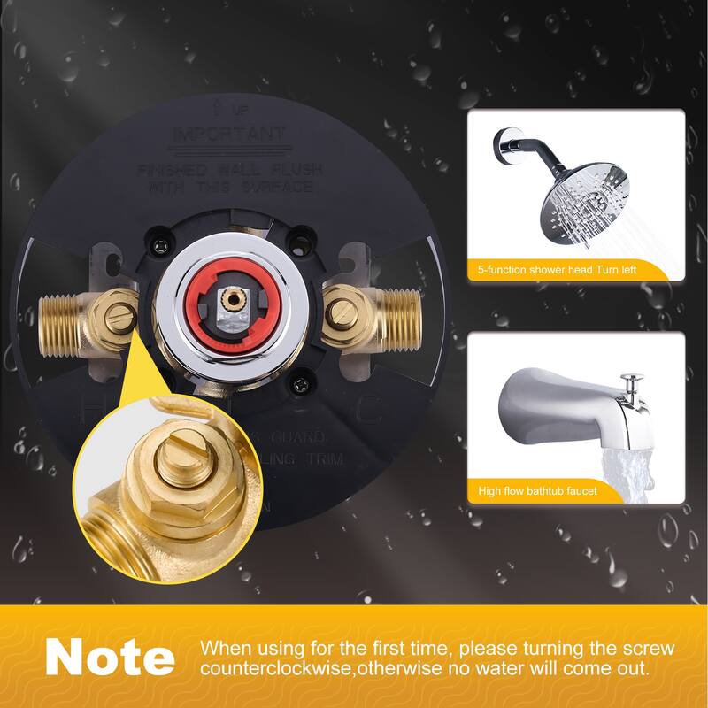 WOWOW Single-Handle 5-Spary Round Shower Faucet with Tub Spout