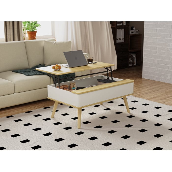 Elevatelux Rectangle Lift Top Square Coffee Table With Storage 37 x 23.5''