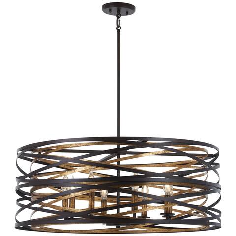 Minka-Lavery Vortic Flow 8-Light Pendant-Contemporary, Dark Bronze with Mosaic Gold Finish