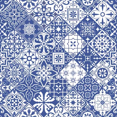 Blue Moroccan Removable Wallpaper - 10'ft H x 24''inch W