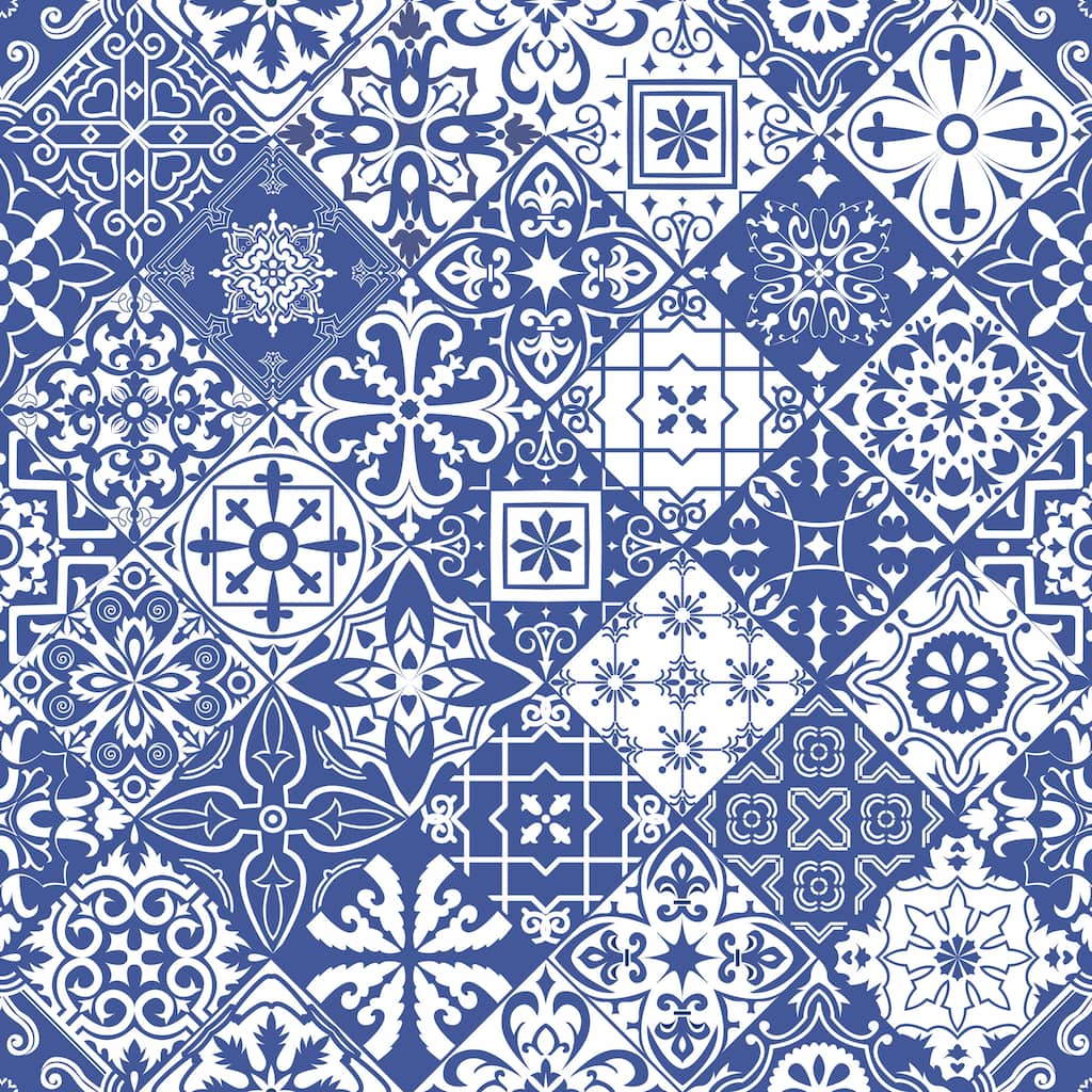 Blue Moroccan Removable Wallpaper - 10'ft H x 24''inch W