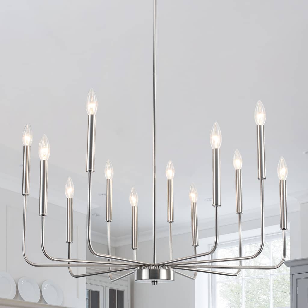 Rustic Industrial Metal 12-Light Candle Chandeliers for Dining Room, Kitchen, Foyer, Entryway