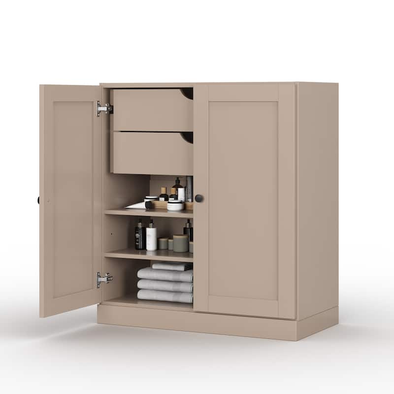 Palace Imports 100% Solid Wood 32" Bathroom Storage Cabinet with Shaker Doors, 2-Drawers and Adjustable Shelves