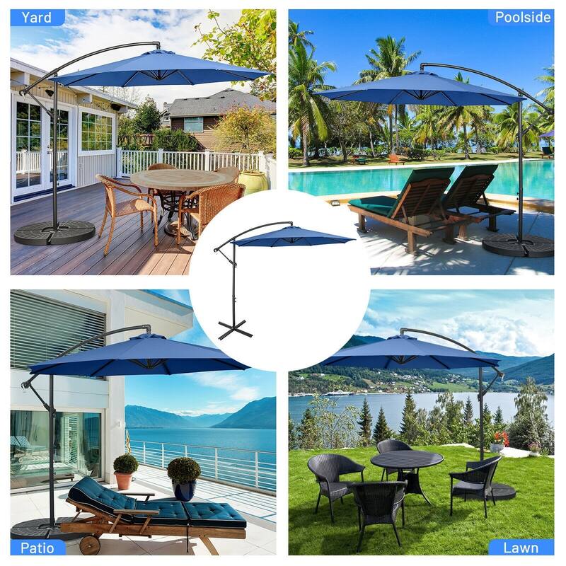 10ft Cantilever Patio Umbrella with Crank and Cross Base