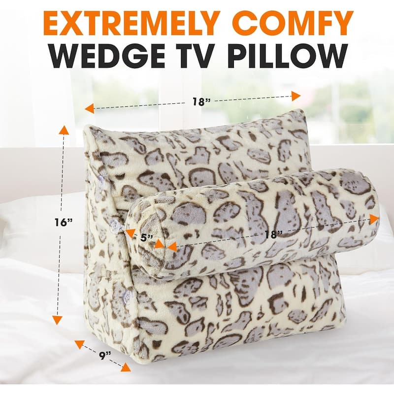 Cheer Collection Wedge Shaped Reading and TV Pillow with Adjustable Neck Pillow