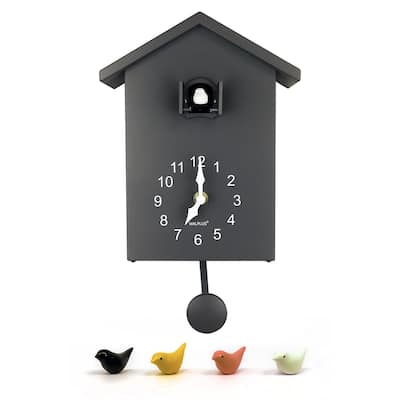 Walplus Grey Minimalist Cuckoo Table Clock 4 changeable birds