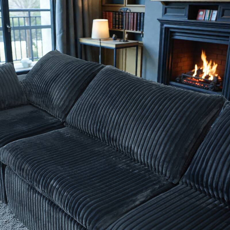 Cloud Modular Sofa, Deep Seat Corduroy Couch with Removable Cushions, No-Assembly Foam Sofa for Living Room