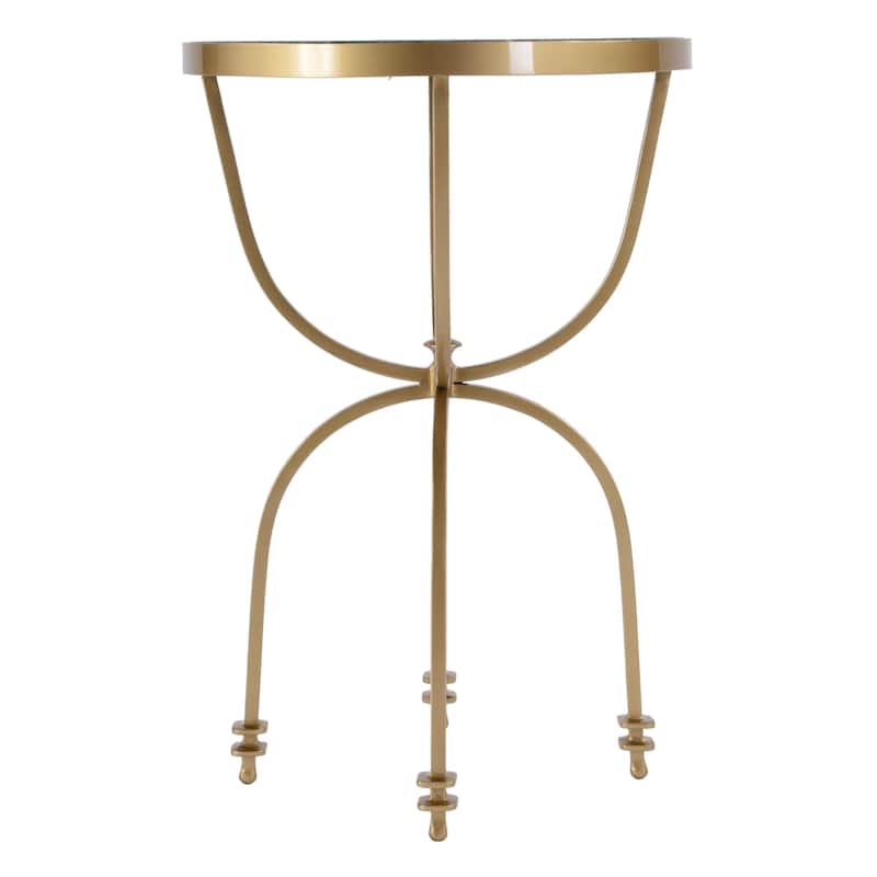 Hager 16 in. W Round Marble & Metal Side Table