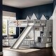 preview thumbnail 2 of 20, Pine Twin Over Full Bunk Bed with Safety Guardrails