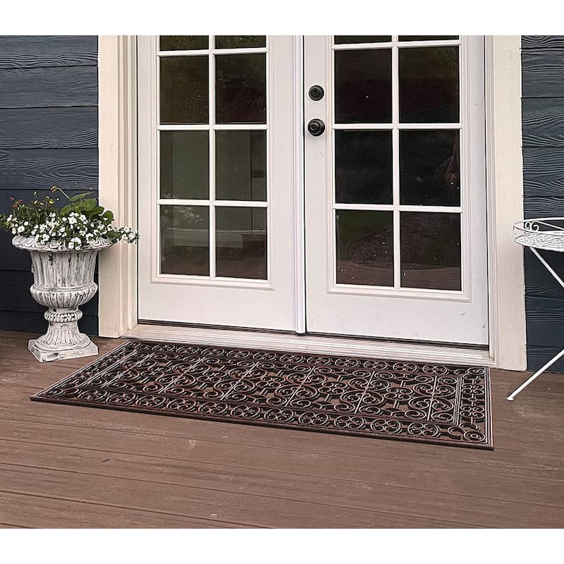 A1HC Rubber Iron Beautiful Hand Finished Elegant Large Double Doormat 18"X48"