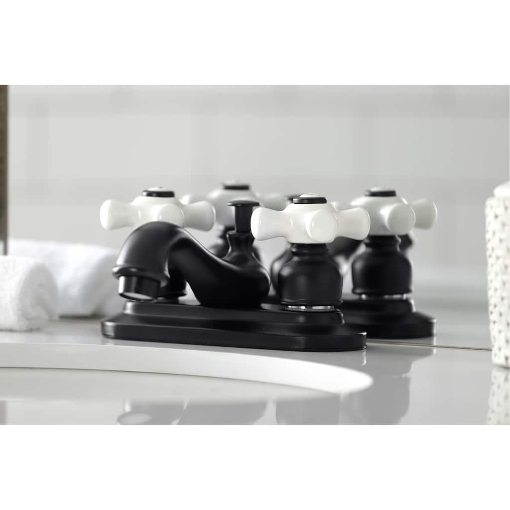Kingston Brass Restoration Two-Handle 3-Hole Deck Mount 4 in. Centerset Bathroom Faucet