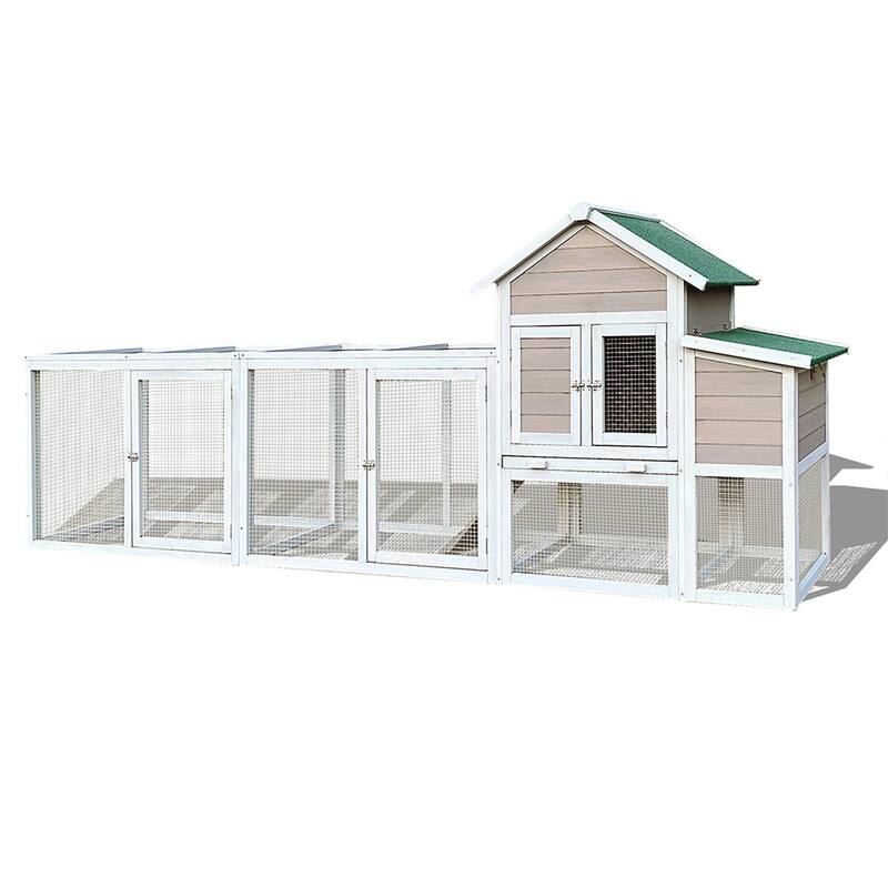 Alvana 122" Wooden Chicken Coops with Locking Nesting Boxes
