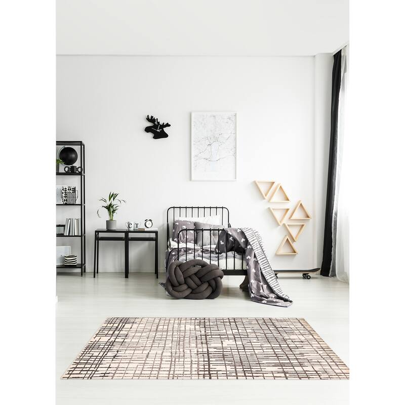 ECARPETGALLERY Hand-knotted Tangier Cream Wool Rug - 5'3 x 7'10