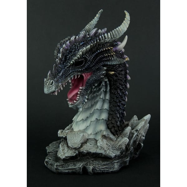 Hand Painted Obsidian Dragon Bust Statue With Led Lights Overstock 20670606
