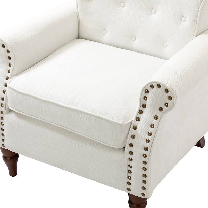 Indiges Comfy Upholstered Accent Armchair with Tufted Back Set of 2 for Bedroom Reading Office