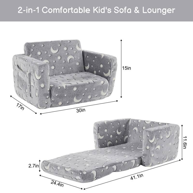 1-Piece Full Sponge Kids Single Folding Sofa Bed With Luminous Feature