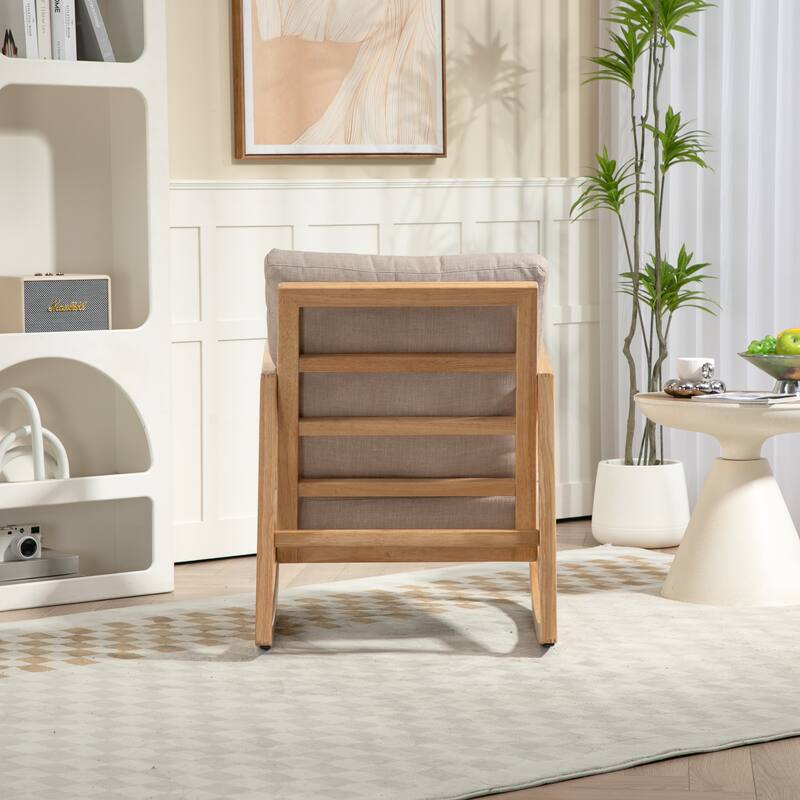 Khaki 25.2" Upholstered Rocking Chair with Wood Frame