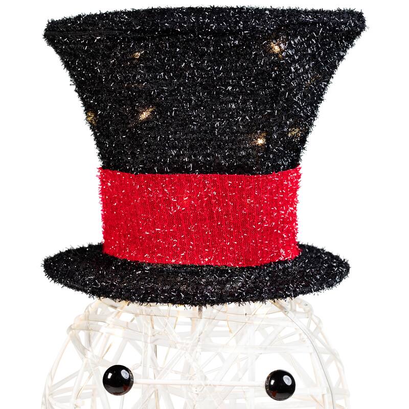 48" LED Snowman with Top Hat Red Scarf Outdoor Christmas Decoration - White