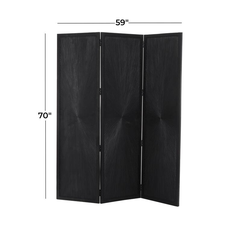 Black or White Mango Wood Contemporary Room Divider Screen with Carved Design - 60 x 70