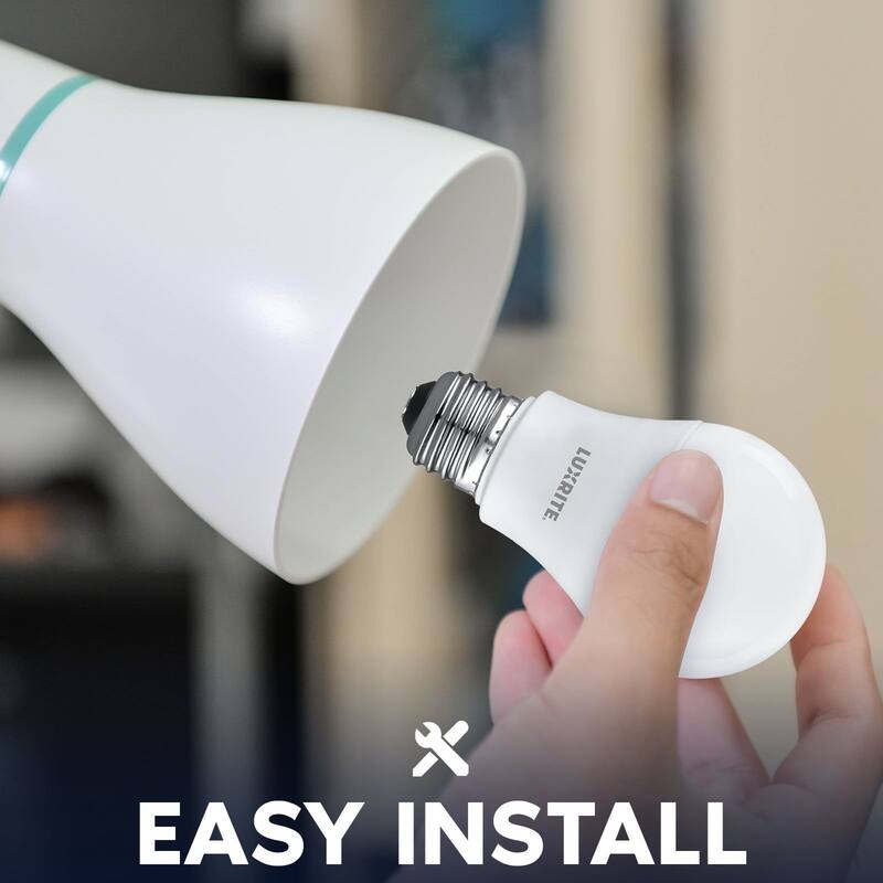 Luxrite A19 LED Light Bulb 9.5W=75W 3500K 1100LM Non-Dimmable E26 Base Damp Rated ETL Listed 24-Pack - Natural White 3500K