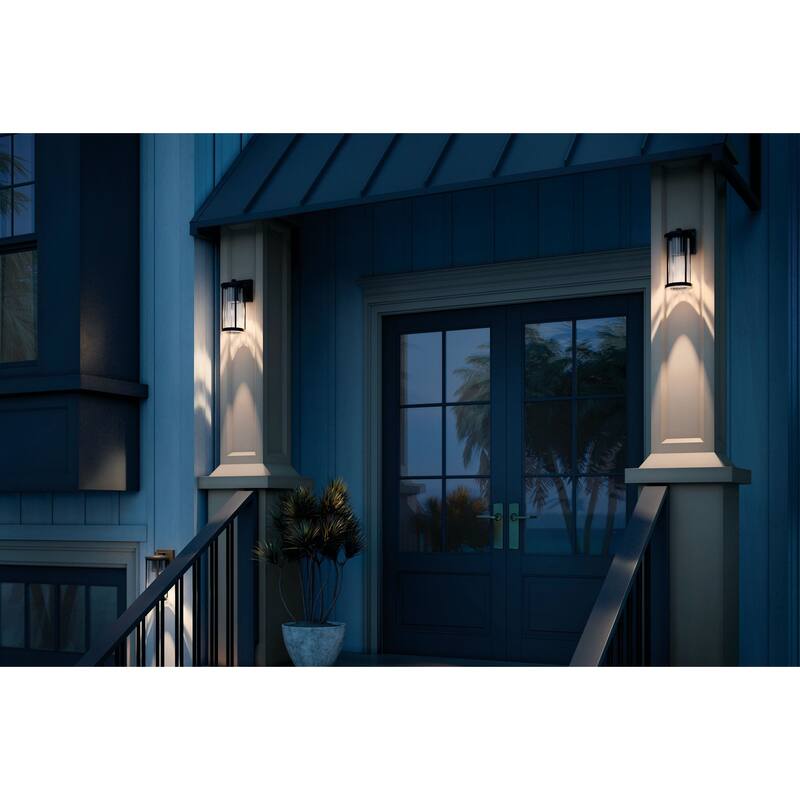 Barras 11.5" 1-Light Outdoor DarkSky Approved Wall Sconce with Clear Ribbed Glass in Black