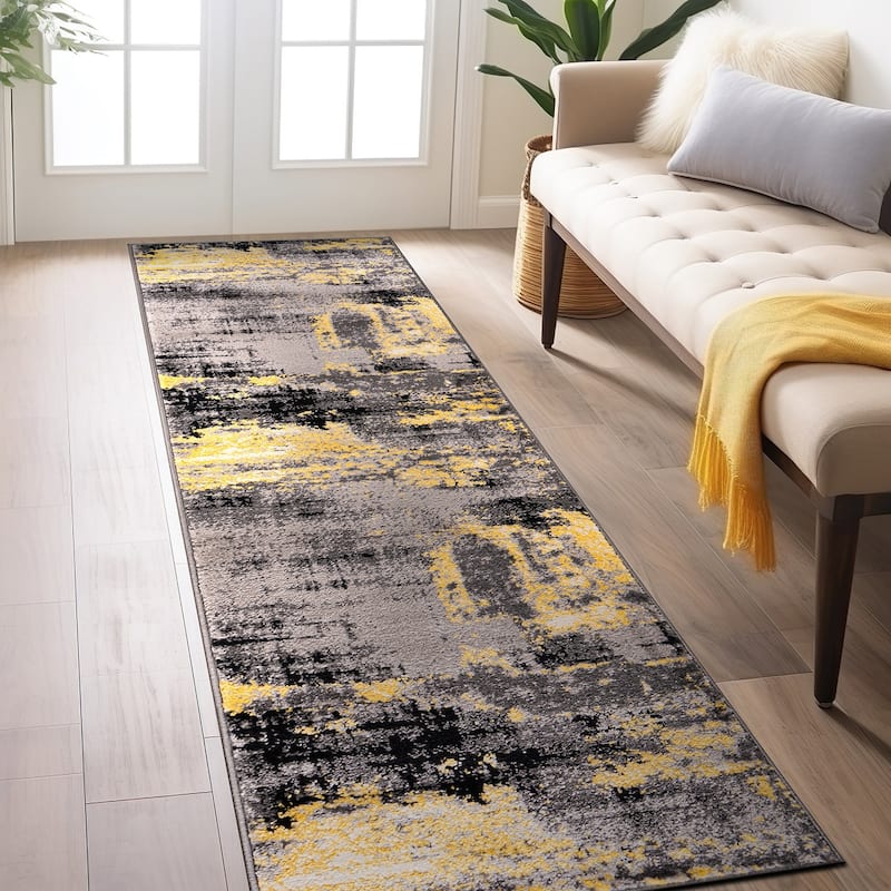 World Rug Gallery Modern Abstract Design Black Area Rug
