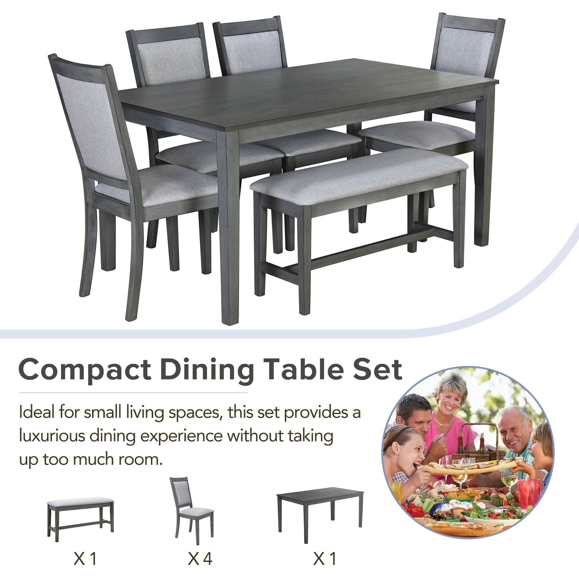 6 seater compact dining table on sale