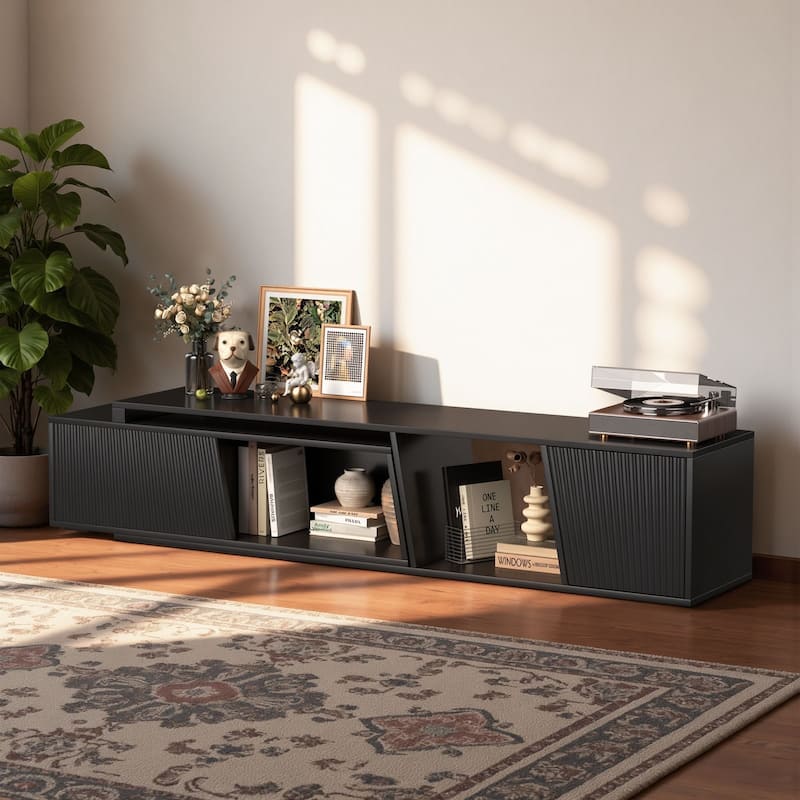 Meyreso Modern Extendable TV Stand with Drawers, Adjustable 71-106 Inch Media Console