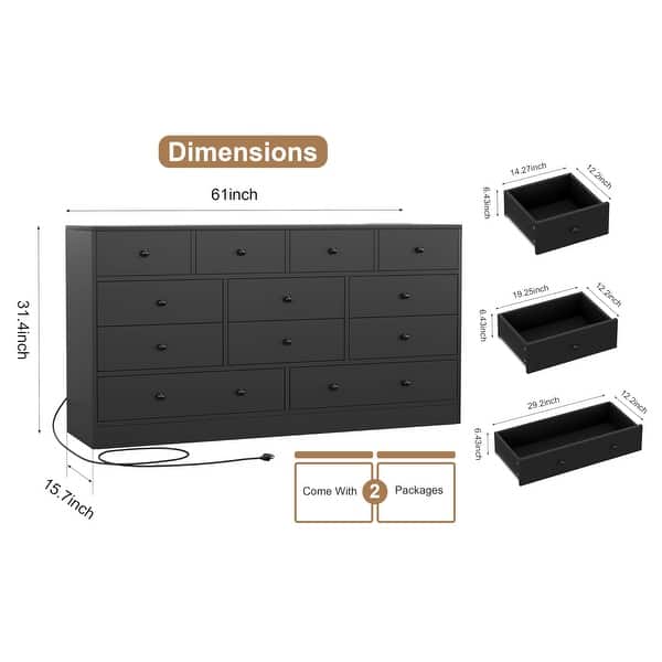 dimension image slide 2 of 5, Dresser for Bedroom,12 Drawer Dressers & Chests of Drawers