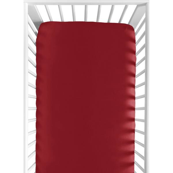 slide 2 of 6, Sweet Jojo Designs Solid Red Baseball Patch Sports Collection Fitted Crib Sheet