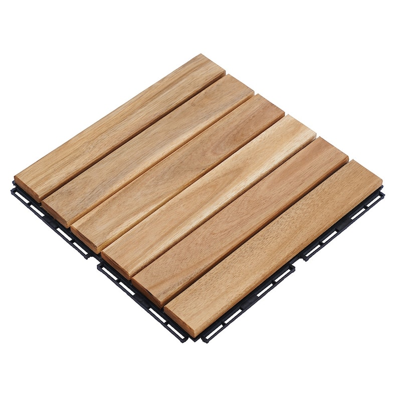 1 ft. x 1 ft. Acacia Wood Outdoor Interlocking Deck Tiles, Box of 10