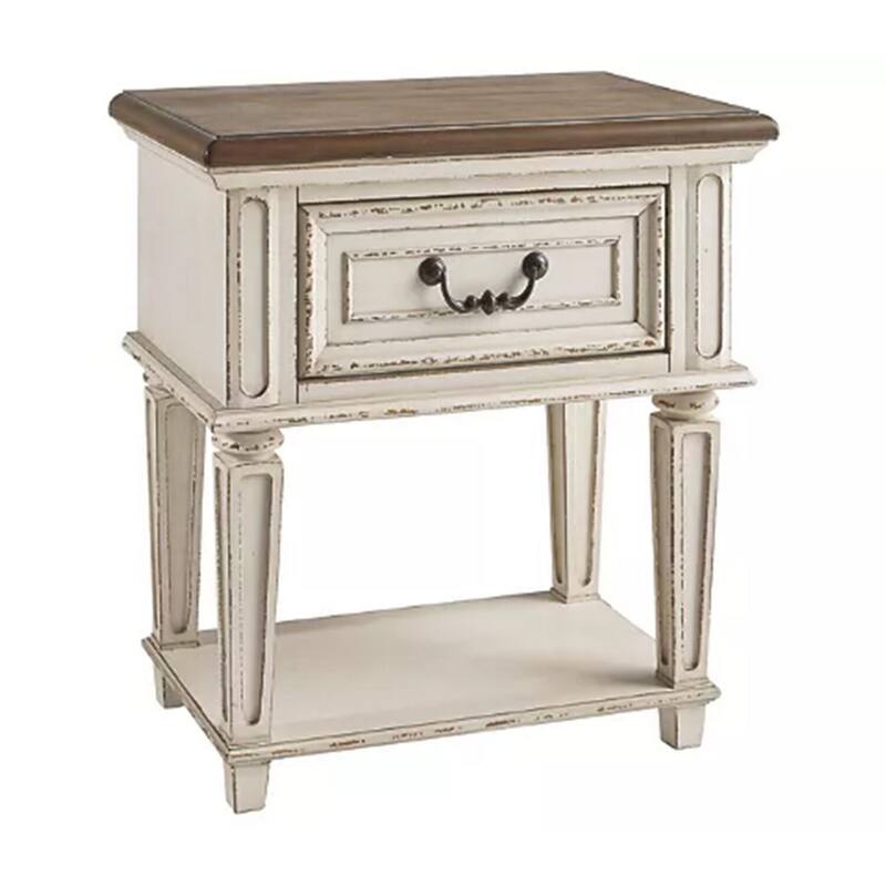 Antique White 1 Drawer 24 in. W Nightstand with Tapered Legs