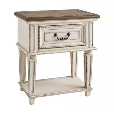 Antique White 1 Drawer 24 in. W Nightstand with Tapered Legs