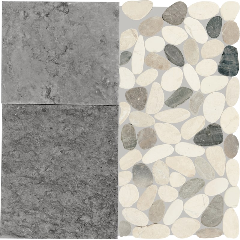 Daltile Pebble Oasis Natural Stone Art Deco Pebble Mosaic 11" x 11" (11 PC per Carton) (10.78 SQFT per Carton) - Coal