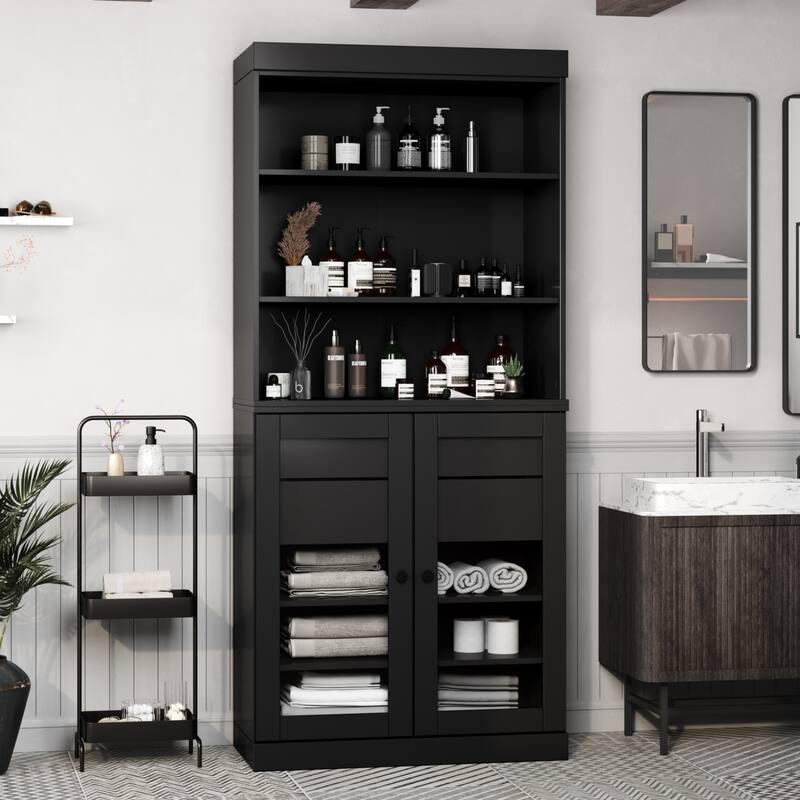 100% Solid Wood 32" Bathroom Cabinet with Optional Doors, 2-Drawers by Palace Imports