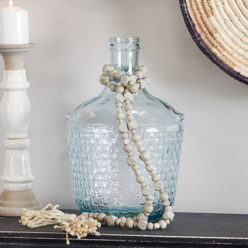 Bohemian Natural Wood Bead Garland with Cotton Tassels - 80 x 1