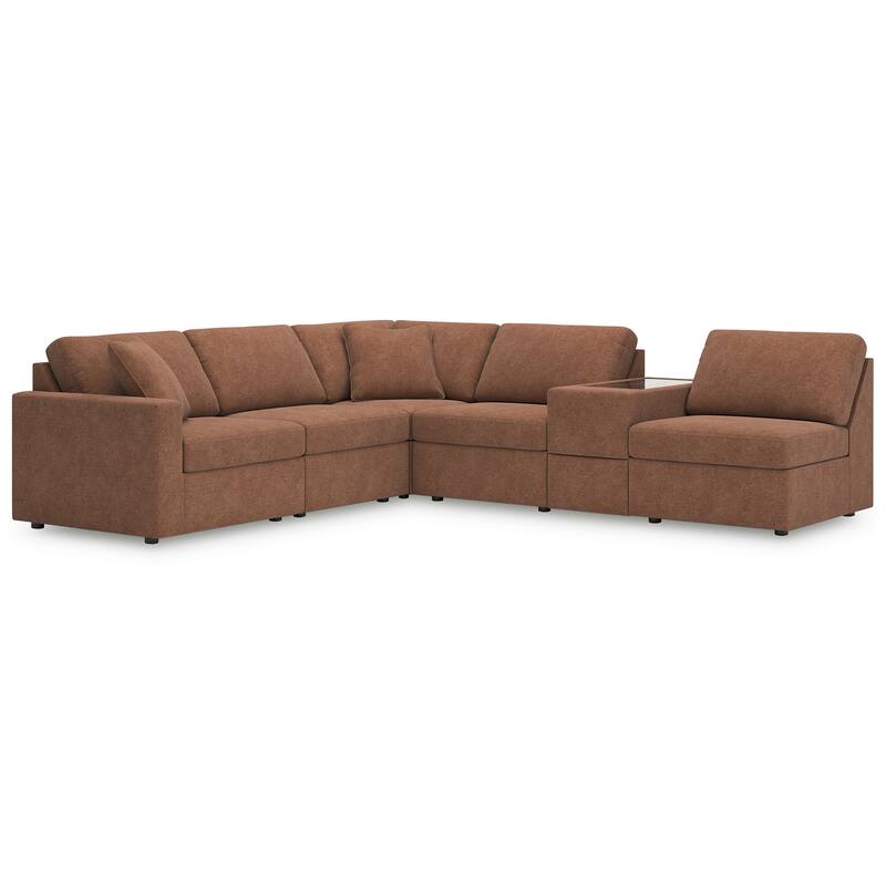 Signature Design by Ashley Modmax Orange 6-Piece Sectional with Storage Console - 139"W x 86"D x 36"H