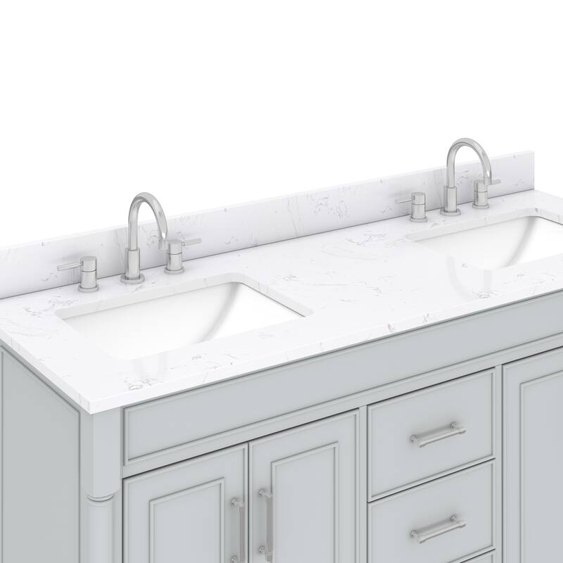 Avanity Bristol 61 in. Bath Vanity in Light Gray finish and Cala White Engineered Top