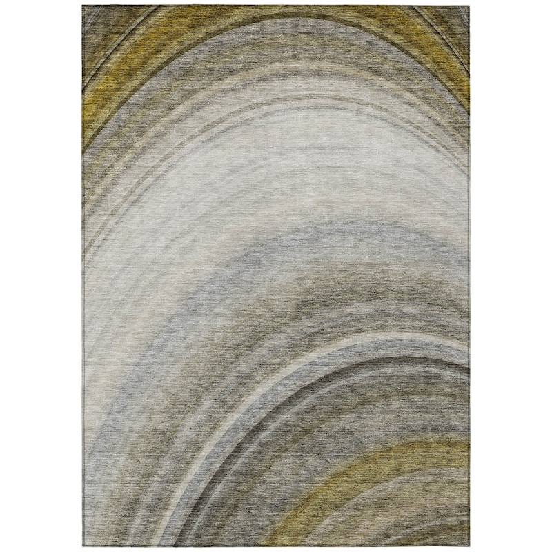 Machine Washable Indoor/ Outdoor Chantille Abstract Wave Rug