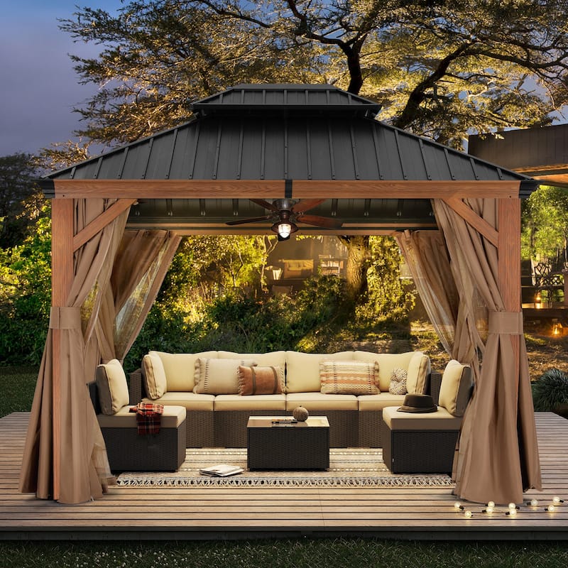 ABCCANOPY Outdoor Hardtop Gazebo with Galvanized Steel Double Roof