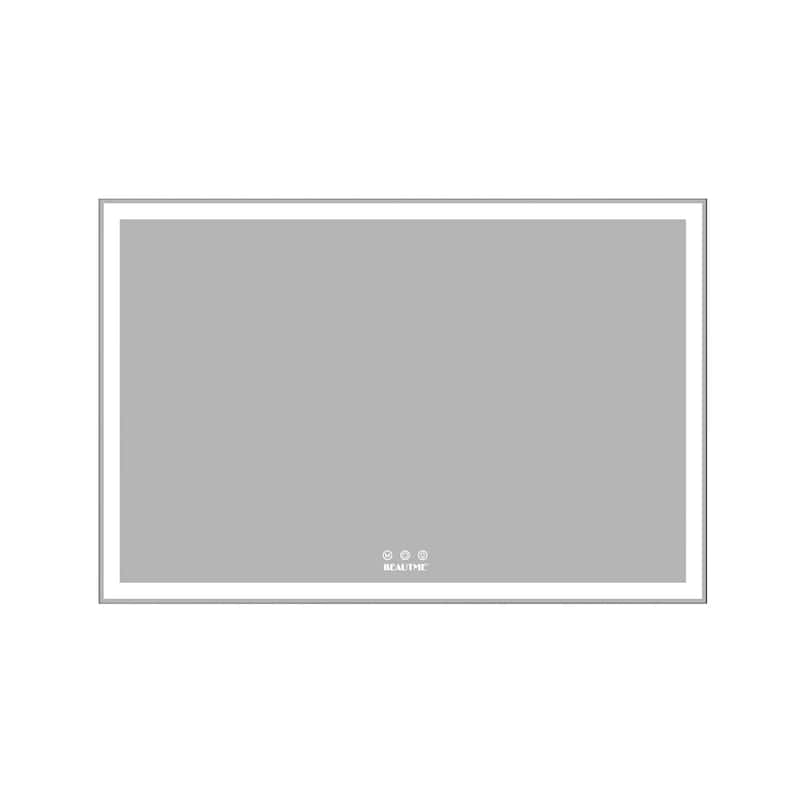 60 inch Rectangular Framed Wall Mounted LED Bathroom Vanity Mirror - 60" x 40"