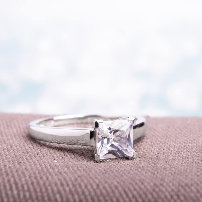 Miadora 10k White Gold Princess-cut Created White Sapphire Solitaire Engagement Ring